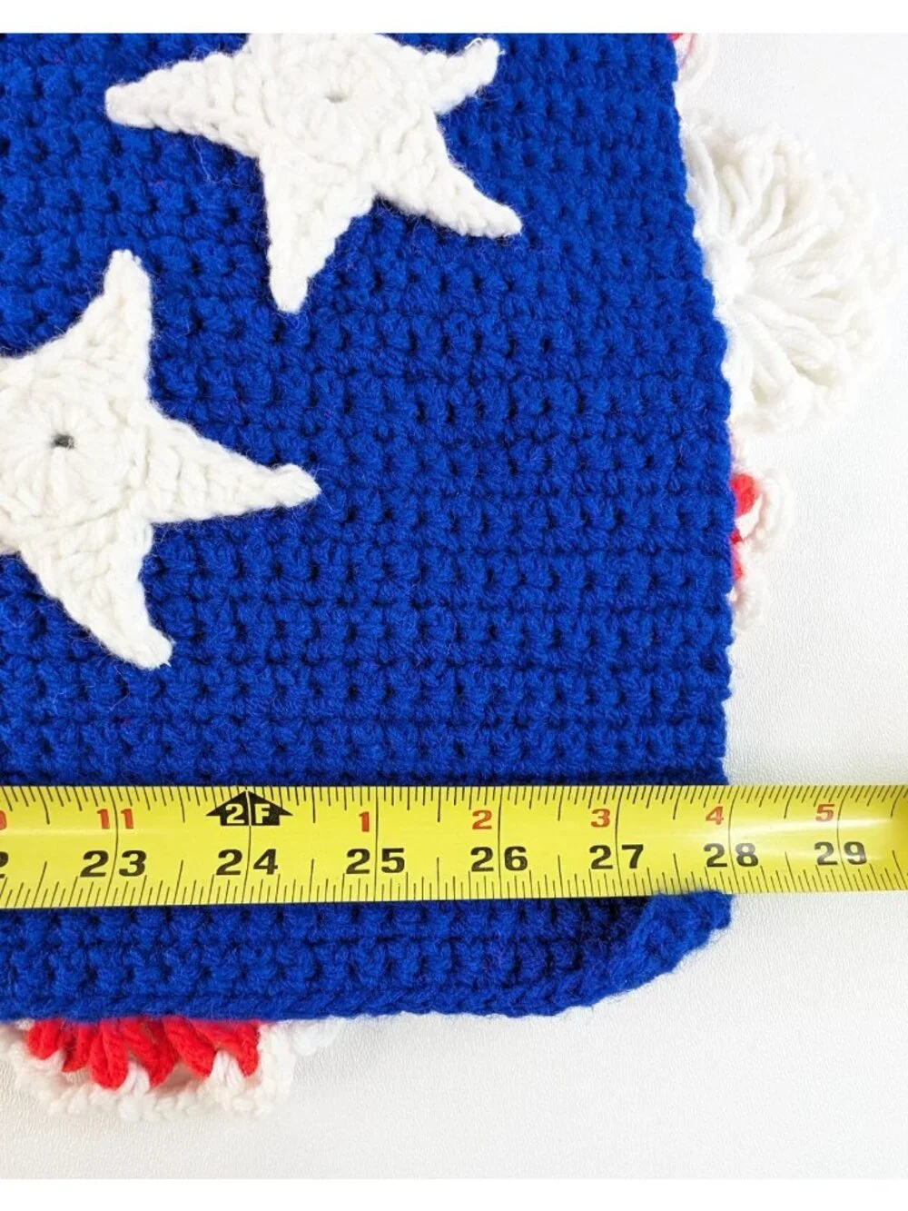 American Flag Afghan Vintage Patriotic Handmade Crochet 36 x 56 